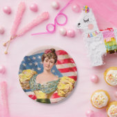 Amerikaanse Flag Lady Liberty Independence Papieren Bordje (Feest)