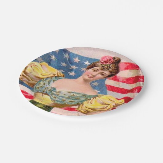 Amerikaanse Flag Lady Liberty Independence Papieren Bordje (Gekanteld)