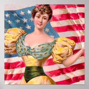 Amerikaanse Flag Lady Liberty Independence Poster