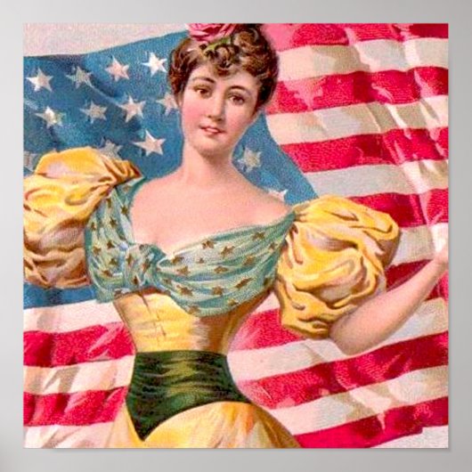 Amerikaanse Flag Lady Liberty Independence Poster (Voorkant)
