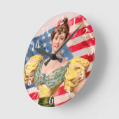 Amerikaanse Flag Lady Liberty Independence Ronde Klok (Hoek)