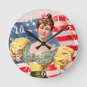 Amerikaanse Flag Lady Liberty Independence Ronde Klok