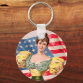 Amerikaanse Flag Lady Liberty Independence Sleutelhanger (Voorkant)
