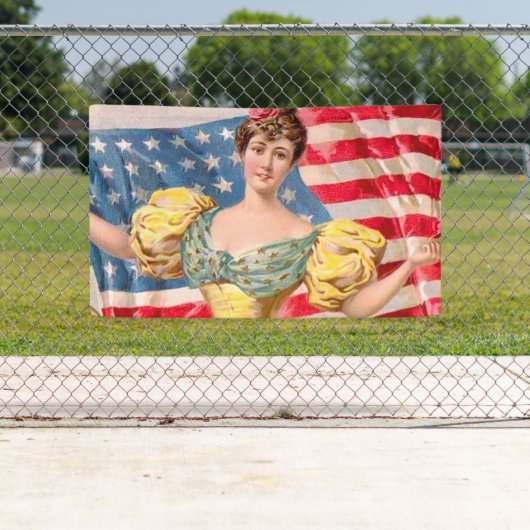 Amerikaanse Flag Lady Liberty Independence Spandoek (Insitu)
