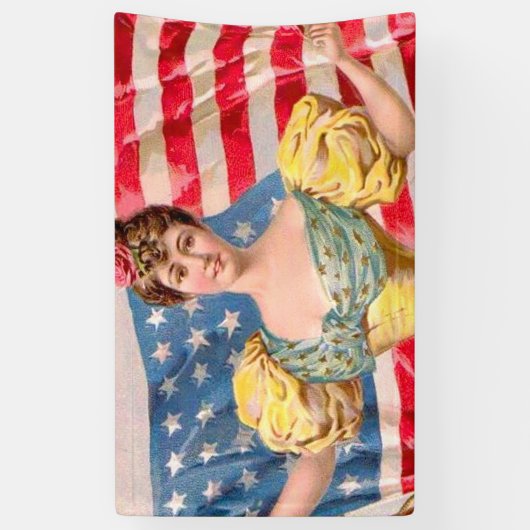 Amerikaanse Flag Lady Liberty Independence Spandoek (Verticaal)