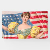 Amerikaanse Flag Lady Liberty Independence Spandoek (Horizontaal)