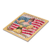 Amerikaanse Flag Lady Liberty Independence Tegeltje (Zijkant)