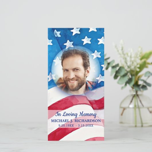 Amerikaanse Flag Memorial Prayer Photo Funeral Bla (Staand voorkant)