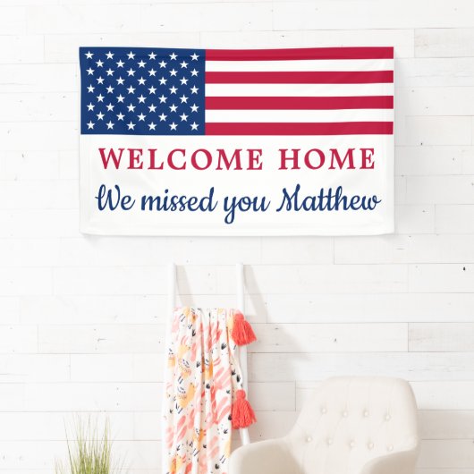 Amerikaanse Flag Militaire Welkome Thuis Spandoek (Insitu)