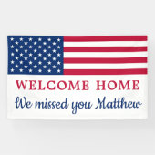 Amerikaanse Flag Militaire Welkome Thuis Spandoek (Horizontaal)