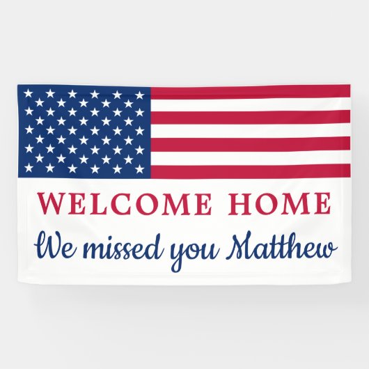 Amerikaanse Flag Militaire Welkome Thuis Spandoek (Horizontaal)