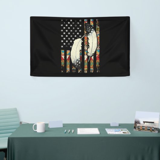 Amerikaanse Flag Native Tribe Feather Pride Spandoek (Beurs)