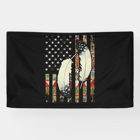 Amerikaanse Flag Native Tribe Feather Pride Spandoek (Horizontaal)