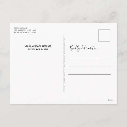 Amerikaanse Flag Patriotic Kerstmis - Aangepaste f Feestdagenkaart (Achterkant)