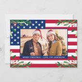 Amerikaanse Flag Patriotic Kerstmis - Aangepaste f Feestdagenkaart (Voorkant)