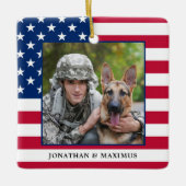 Amerikaanse Flag Patriotic Kerstmis - Aangepaste f Keramisch Ornament (Voorkant)