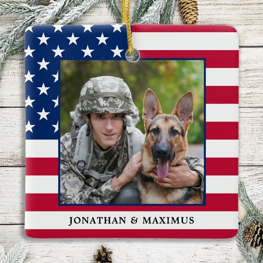 Amerikaanse Flag Patriotic Kerstmis - Aangepaste f Keramisch Ornament