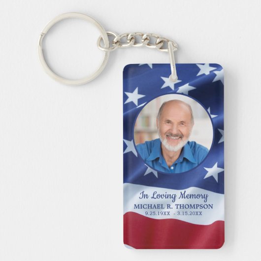 Amerikaanse Flag Photo Army Funeral Prayer Card Sleutelhanger (Voorkant)