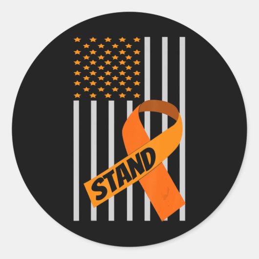 Amerikaanse Flag Ribbon Leukemia Awareness Family  Ronde Sticker (Voorkant)