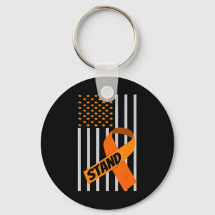 Amerikaanse Flag Ribbon Leukemia Awareness Family Sleutelhanger