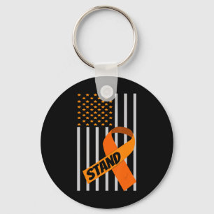 Amerikaanse Flag Ribbon Leukemia Awareness Family Sleutelhanger