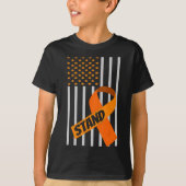 Amerikaanse Flag Ribbon Leukemia Awareness Family  T-shirt (Voorkant)