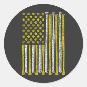 Amerikaanse Flag Softball Team  Funny Classic Ronde Sticker
