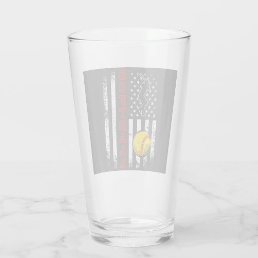 Amerikaanse Flag Softball Team  Funny Drink Glas (Achterkant)