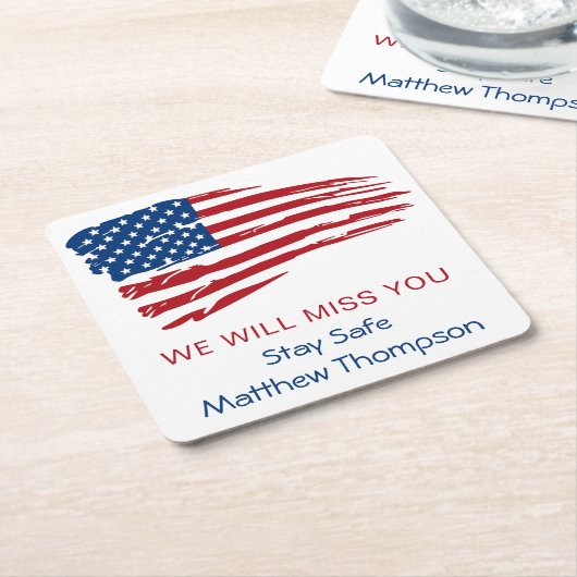 Amerikaanse Flag Soldaat-militairen die wegtrekken Kartonnen Onderzetters (Schuin)