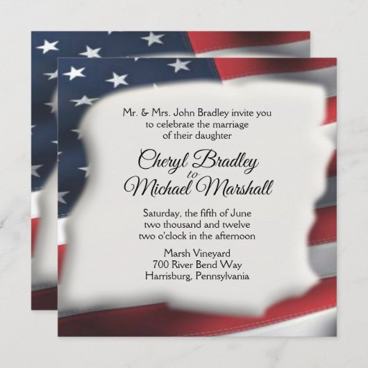 Amerikaanse Flag Splash Wedding Invitations Kaart (Voorkant / Achterkant)