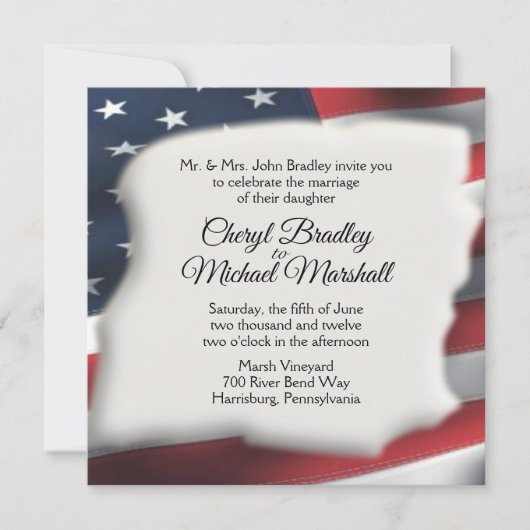 Amerikaanse Flag Splash Wedding Invitations Kaart (Voorkant)