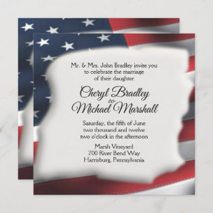 Amerikaanse Flag Splash Wedding Invitations Kaart