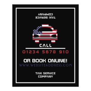 Amerikaanse Flag Taxi Cab Logo met prijslijst Flyer