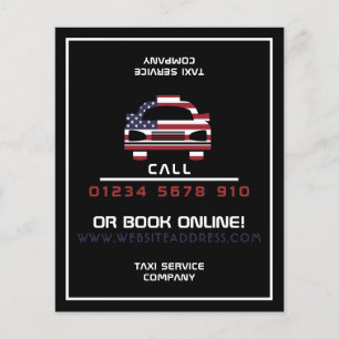 Amerikaanse Flag Taxi Cab Logo met prijslijst Flyer