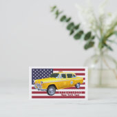 Amerikaanse Flag Yellow Taxi Cab Visitekaartje (Staand voorkant)