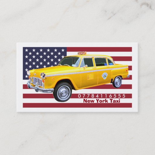 Amerikaanse Flag Yellow Taxi Cab Visitekaartje (Voorkant)