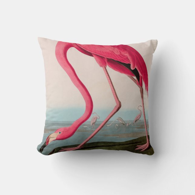 Amerikaanse Flamingo Birds of America Audubon Prin Kussen (Voorkant)