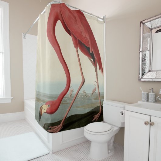 Amerikaanse Flamingo uit Audubon's Birds of Americ Douchegordijn (In situ)