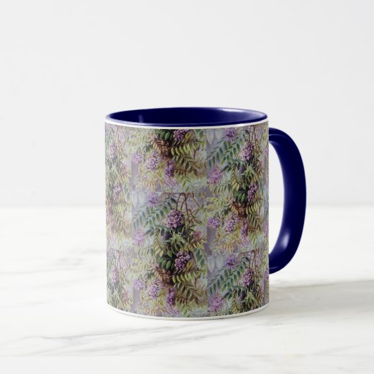 -Amerikaanse flora met paarse bloemen Mok (Voorkant rechts)