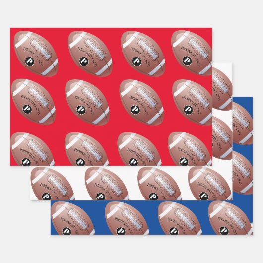 Amerikaanse Football - Aangepaste monogram Inpakpapier Vel (Set)