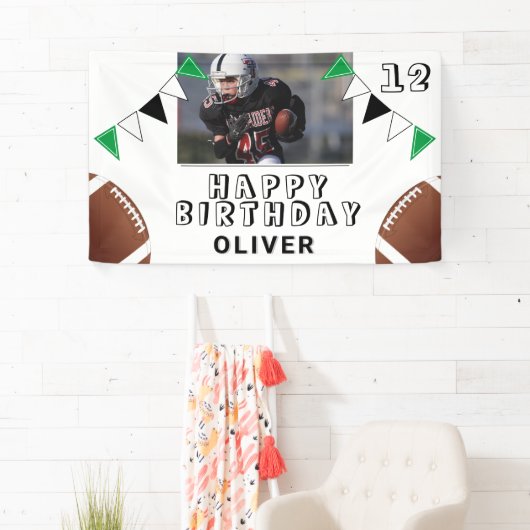 Amerikaanse Football Ball Flags Foto Birthday Part Spandoek (Insitu)