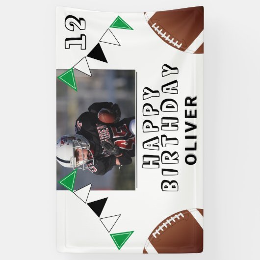 Amerikaanse Football Ball Flags Foto Birthday Part Spandoek (Verticaal)