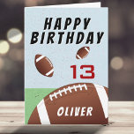 Amerikaanse Football Ball Happy Birthday Kaart<br><div class="desc">American Football Ball Happy Birthday Card. Met de football gemoeide gelukkige verjaardagskaart Pas deze kaart van het football aan met jouw naam en tekst op de voorzijde en bericht binnen of wissel het. Geweldig voor kinderen die van football en sport houden.</div>