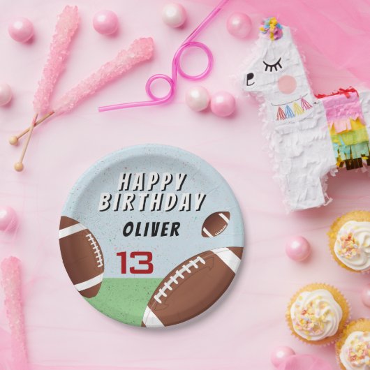 Amerikaanse Football Ball Happy Birthday Papieren Bordje (Feest)