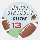 Amerikaanse Football Ball Happy Birthday Ronde Sticker (Voorkant)