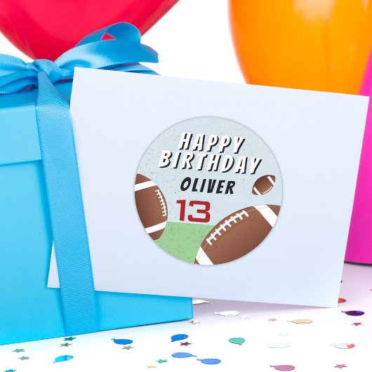 Amerikaanse Football Ball Happy Birthday Ronde Sticker