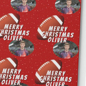 Amerikaanse Football Ball Merry-kerstfoto Cadeaupapier