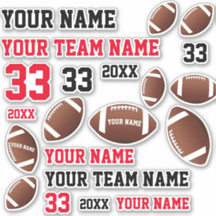 Amerikaanse Football Ball Team Name Number Kinder Sticker