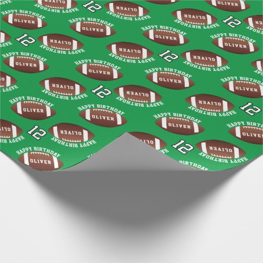 Amerikaanse Football Balls Naam Happy Birthday Cadeaupapier (Hoek)