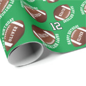 Amerikaanse Football Balls Naam Happy Birthday Cadeaupapier (Rol Hoek)